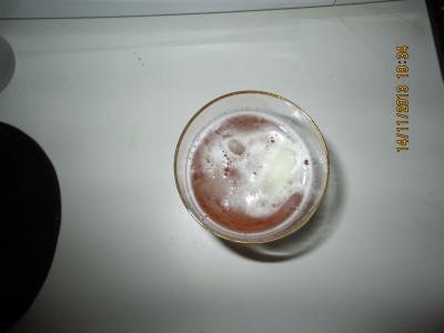 Beer with frozen cum floating on top
